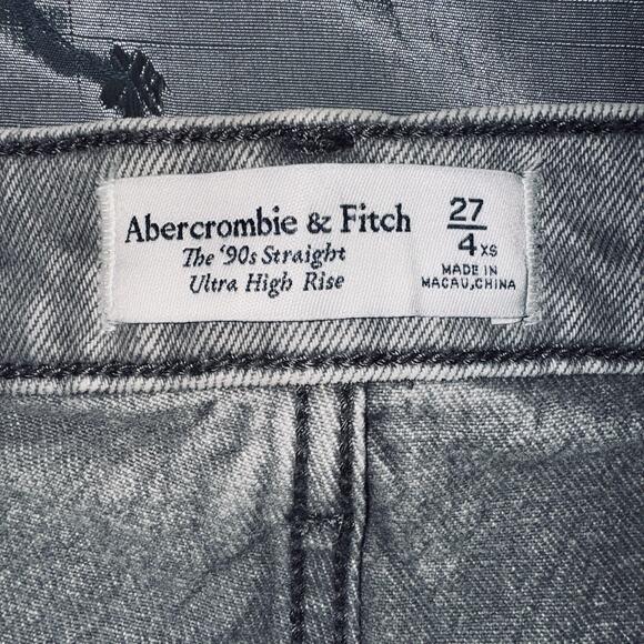 Abercrombie Fitch 27/4 90's Straight Ultra High Rise Jeans Gray Acid Denim A&F - Picture 4 of 6